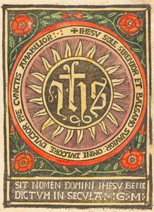 Monogram JHS in een vlammende cirkel, ca. 1500