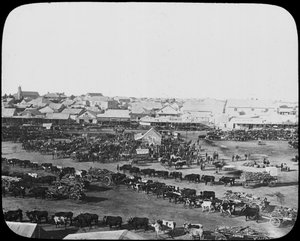 Ochtendmarkt, Kimberley, Zuid-Afrika, ca. 1890 door Unbekannt
