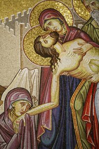 Mozaïek van de dood van Christus in de Heilig Grafkerk, Jeruzalem, Israël door Unbekannt