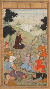 Mozes bidt om een einde te maken aan de aanval van de slangen op de Israëlieten, uit een Mirat al-quds..., 1602-1604