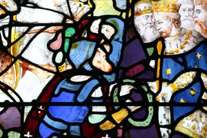 Moulins kathedraal. Glas-in-loodraam. Kruistochten. Sint Lodewijk en de doornenkroon door Unbekannt