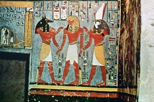 Muurschildering uit de graven van de edelen, Thebe, Luxor, Egypte
