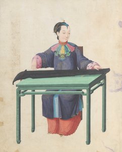 Muzikant die Guqin speelt door Unbekannt