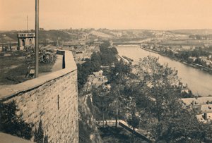 Namen. Tourelle des Guetteurs en samenvloeiing van Sambre en Maas, c1900