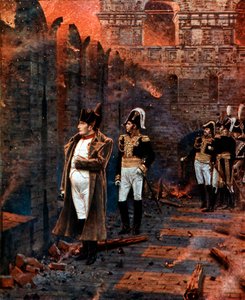 Napoleon en zijn staf kijken naar de brand van Moskou, 1812, eind 19e eeuw