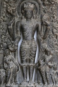 Nationaal museum van India, Delhi. Vishnu. Pala, 9e-10e eeuw n.Chr. Oost-India. Steen. (detail). India. door Unbekannt