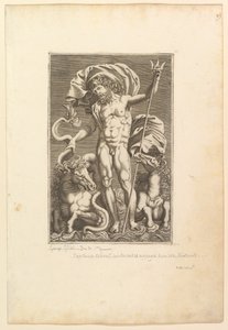 Neptunus tussen twee zeepaarden, ca. 1560-80