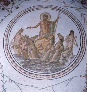 Neptunus op zijn wagen, met hippocampi en tritons