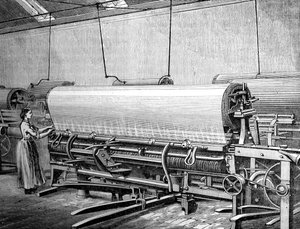 Netweefgetouw in de Stuarts fabriek, ca. 1880 door Unbekannt