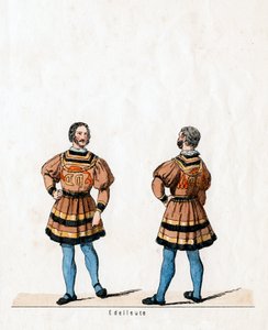 Edelmannen, kostuumontwerp voor Shakespeares toneelstuk, Henry VIII, 19e eeuw door Unbekannt