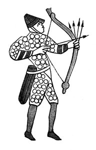 Normandische boogschutter, Tapijt van Bayeux, ca. 1070s