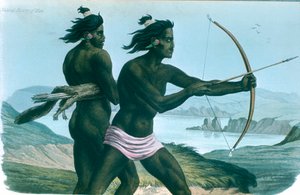 Noord-Amerikaanse San Francisco Indianen jagen met bogen en pijlen, c1840 door Unbekannt