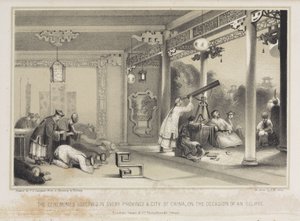 Een zonsverduistering waarnemen in China, ca. 1836 door Unbekannt