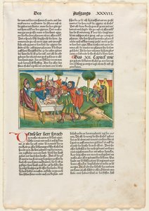 Offer van het Paaslam uit de Duitse Bijbel uitgegeven door Anton Koberger, Neurenberg, 1483 door Unbekannt
