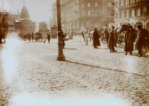 Okhotny Ryad Jachtstraat, Moskou, Rusland, 16 maart 1911