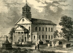 Oude Newington Kerk in 1866 door Unbekannt