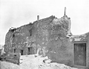Oudste huis in de Verenigde Staten, Santa Fe, New Mexico, VS, ca. 1900 door Unbekannt