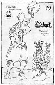 Een van de vroegste illustraties van roken, 1616, 1890