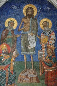 Orthodox mozaïek met Johannes de Doper met bisschoppen en koningen