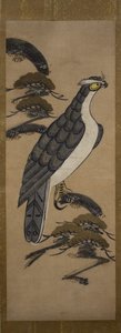 Otsu-e van een valk op een dennenboom