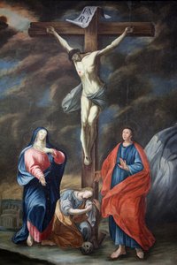 Onze-Lieve-Vrouw van Tenhemelopneming kerk. Kruisiging schilderij, Cordon, Frankrijk door Unbekannt
