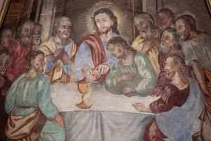 Onze-Lieve-Vrouw van Tenhemelopneming kerk. Het Laatste Avondmaal Cordon Frankrijk
