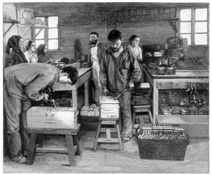 Verpakken van cartridges in dozen bij Isleten, nabij Fluelen, Zwitserland, 1893 door Unbekannt