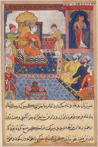 Pagina uit Verhalen van een papegaai Tuti-nama: Achtste nacht: De jonge prins vertelt..., 1558-1560 door Unbekannt