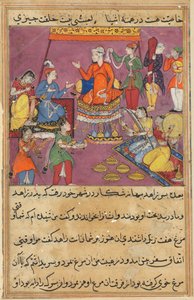 Pagina uit Verhalen van een Papegaai Tuti-nama: Tweeënvijftigste nacht: De koning geeft zijn dochter, ca. 1560 door Unbekannt