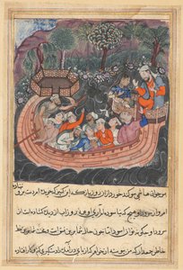 Pagina uit Verhalen van een papegaai Tuti-nama: Achtenveertigste nacht: De jonge man uit Bagdad, ca. 1560