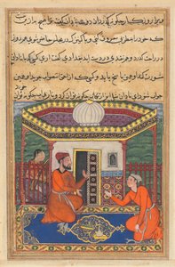 Pagina uit Verhalen van een papegaai Tuti-nama: Achtenveertigste nacht: De jongeman van Bagdad