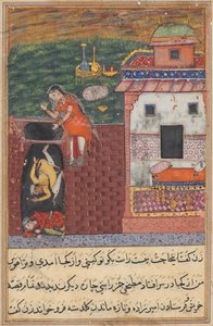 Pagina uit Verhalen van een Papegaai Tuti-nama: Vierde nacht: De twee koks..., ca. 1560