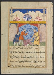 Pagina uit Verhalen van een Papegaai Tuti-nama: Zeventiende nacht: De jonge man..., ca. 1560