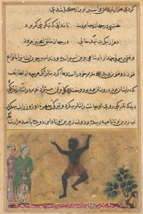 Pagina uit Verhalen van een papegaai Tuti-nama: Tweeëntwintigste nacht: De hofnar, ca. 1560 door Unbekannt