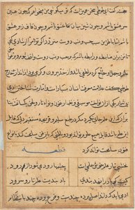 Pagina uit Verhalen van een papegaai Tuti-nama: tekstpagina, ca. 1560 door Unbekannt