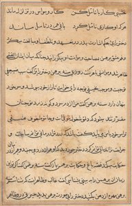 Pagina uit Verhalen van een Papegaai Tuti-nama: tekstpagina, ca. 1560 door Unbekannt