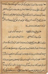 Pagina uit Verhalen van een Papegaai Tuti-nama: tekstpagina, ca. 1560 door Unbekannt