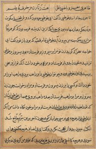 Pagina uit Verhalen van een papegaai Tuti-nama: tekstpagina, ca. 1560 door Unbekannt