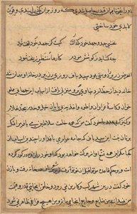 Pagina uit Verhalen van een Papegaai Tuti-nama: tekstpagina, ca. 1560 door Unbekannt