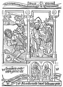 Pagina uit de Biblia Pauperum, 15e eeuw, 1870 door Unbekannt