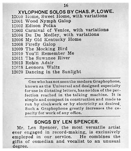 Pagina uit de Eerste Columbian Gramophone Catalogus, c1898 1956