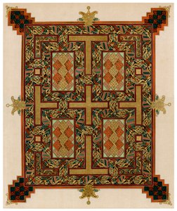 Pagina uit de Lindisfarne-evangeliën, 710-721 AD door Unbekannt