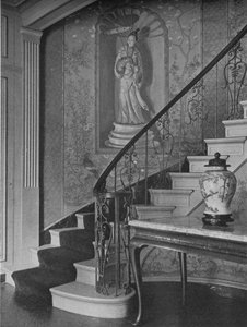 Geschilderde decoratie, muur van de trap, huis van mevrouw WK Vanderbilt, New York City door Unbekannt