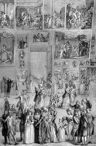 Schilderijententoonstelling, het Louvre, Parijs, 1737 door Unbekannt