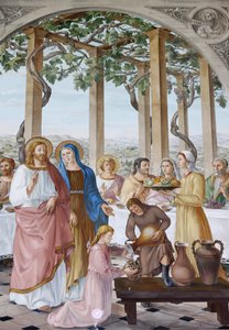 Schilderij in de Visitatiekerk in Ein Kerem: de bruiloft te Kana, Ein Kerem, Israël