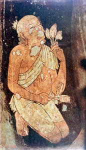Schilderij van een Boeddhistische monnik uit de Ajanta grottempels, India door Unbekannt