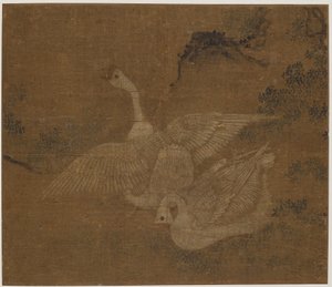 Paar tamme ganzen, Mogelijk Ming-dynastie, 1368-1644 door Unbekannt