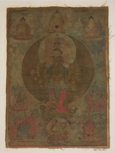 Paneel van een schilderij van een duizendarmige Guanyin, datum onbekend