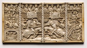 Paneel van een kist met scènes uit hoofse romans, c. 1330-1350 of later