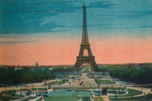 Panorama van de Jardins du Trocadéro en de Eiffeltoren, Parijs, ca. 1920